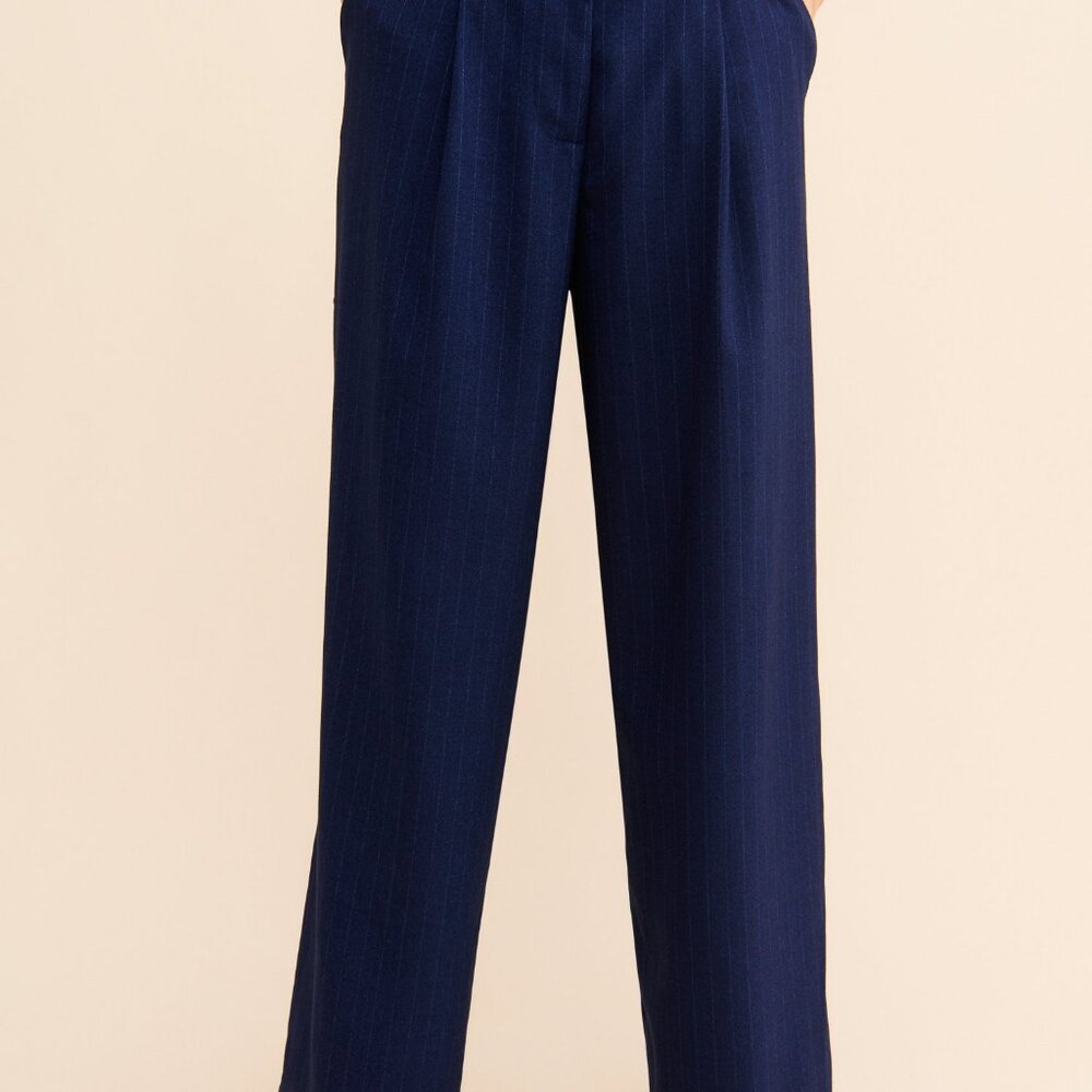 Lioness Brentwood Pleated Pinstripe Wide Leg Pants XS